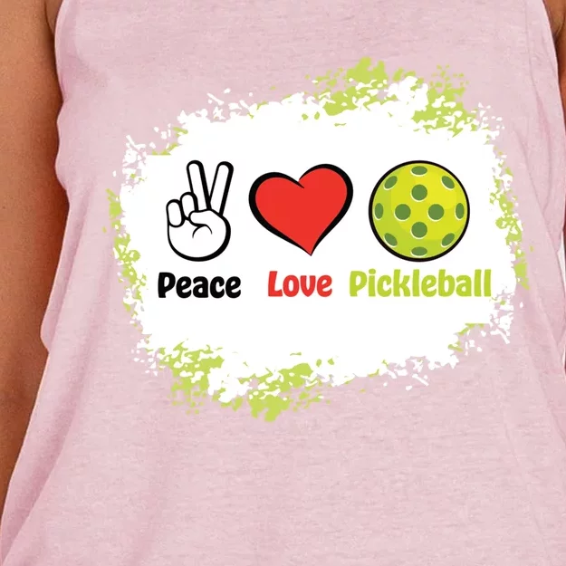 Peace Love Pickleball Funny Pickleball Gift Women's Knotted Racerback Tank