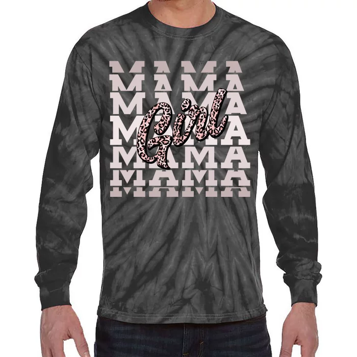 Pink Leopard Print Girl Mama Tie-Dye Long Sleeve Shirt