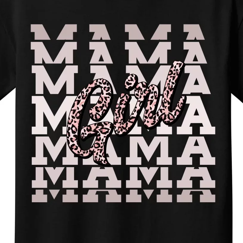 Pink Leopard Print Girl Mama Kids T-Shirt