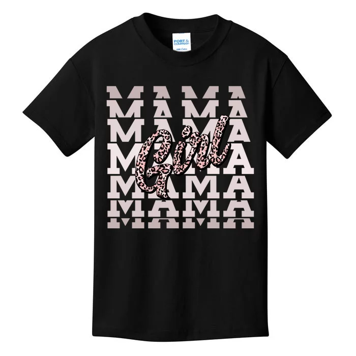 Pink Leopard Print Girl Mama Kids T-Shirt