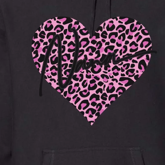 Pink Leopard Print Love Heart Nana Premium Hoodie