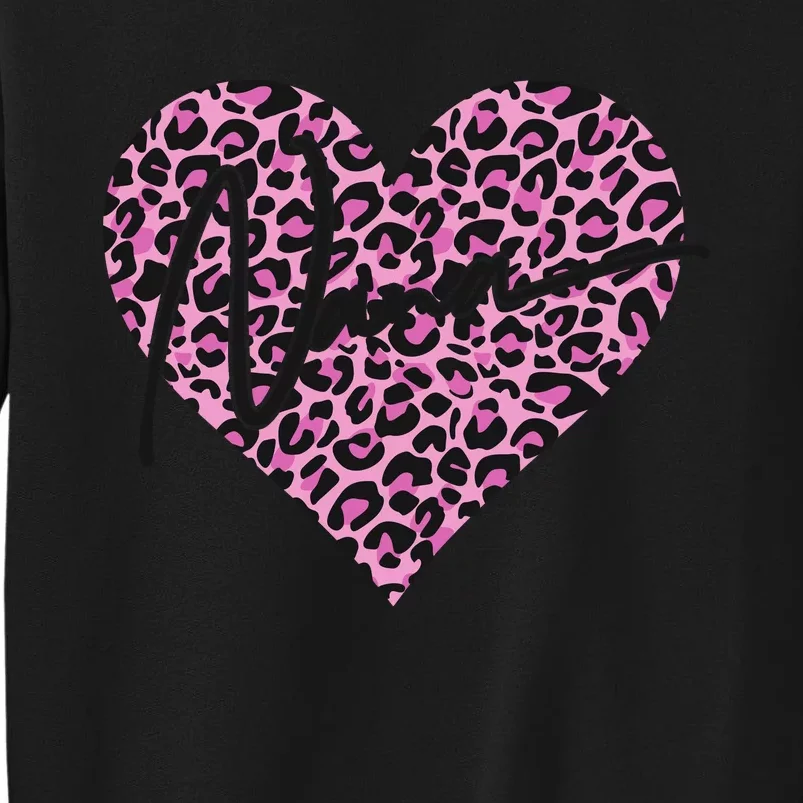 Pink Leopard Print Love Heart Nana Tall Sweatshirt