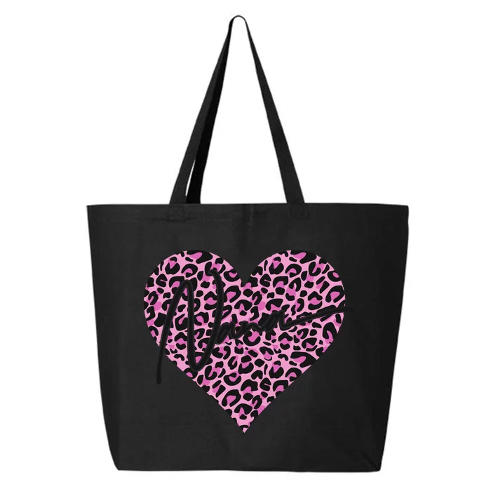 Pink Leopard Print Love Heart Nana 25L Jumbo Tote