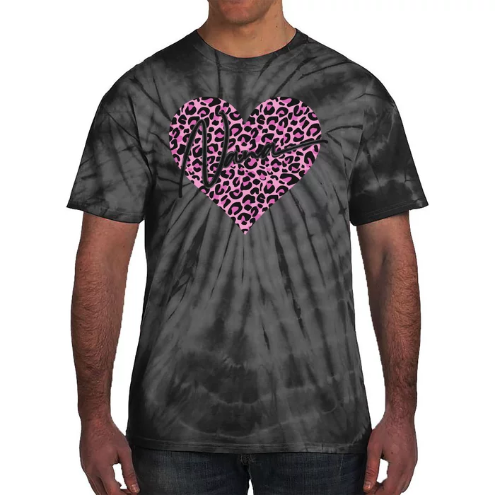 Pink Leopard Print Love Heart Nana Tie-Dye T-Shirt