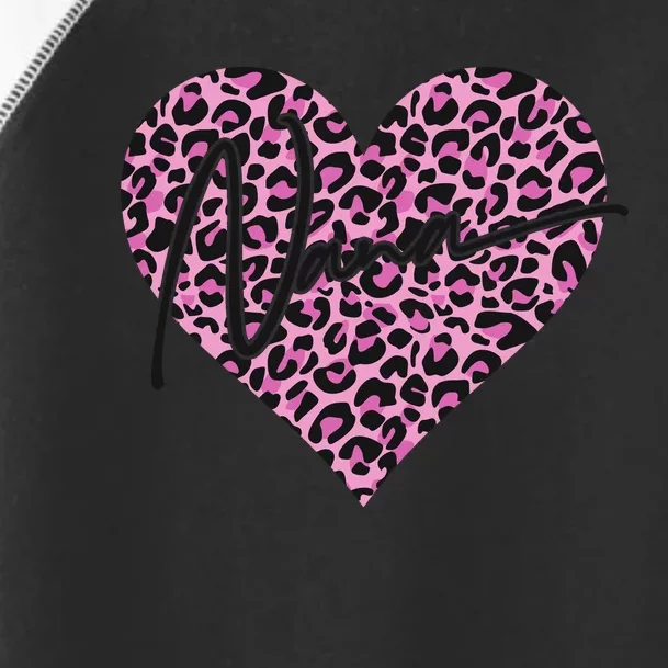 Pink Leopard Print Love Heart Nana Toddler Fine Jersey T-Shirt