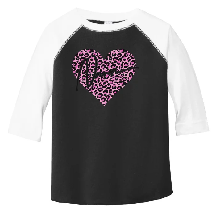 Pink Leopard Print Love Heart Nana Toddler Fine Jersey T-Shirt