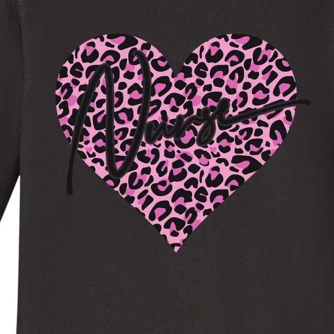 Pink Leopard Print Love Heart Nurse Baby Long Sleeve Bodysuit