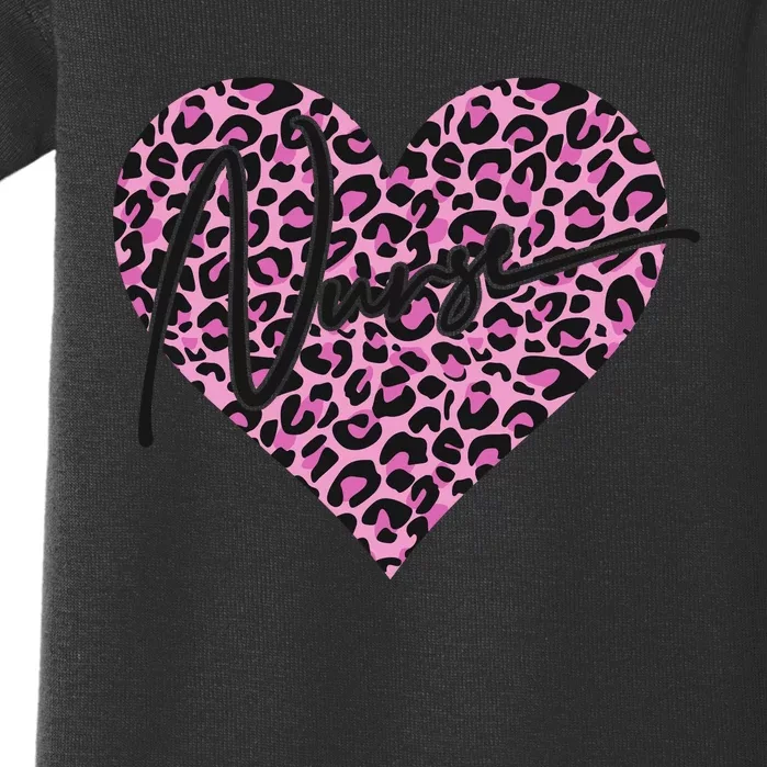 Pink Leopard Print Love Heart Nurse Baby Bodysuit