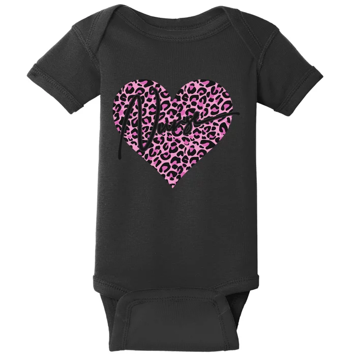 Pink Leopard Print Love Heart Nurse Baby Bodysuit