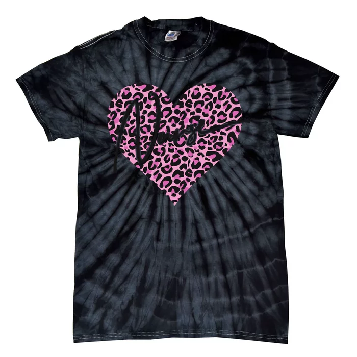 Pink Leopard Print Love Heart Nurse Tie-Dye T-Shirt