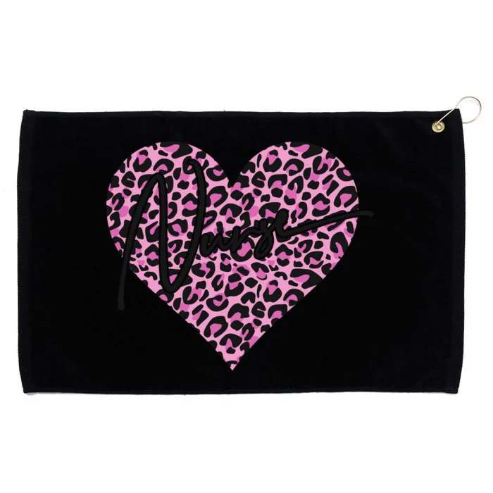 Pink Leopard Print Love Heart Nurse Grommeted Golf Towel