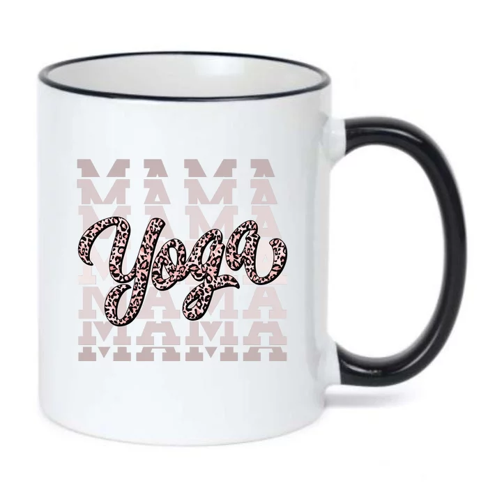 Pink Leopard Print Yoga Mama Black Color Changing Mug