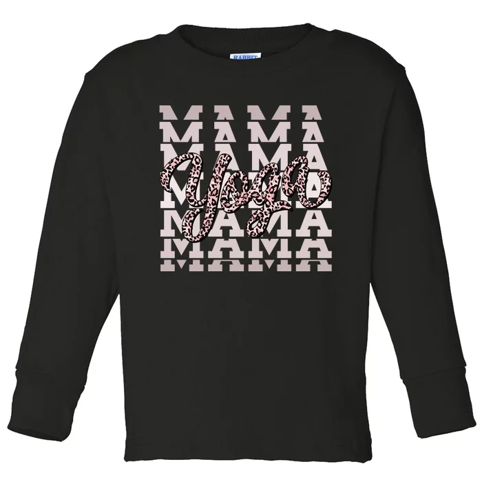 Pink Leopard Print Yoga Mama Toddler Long Sleeve Shirt