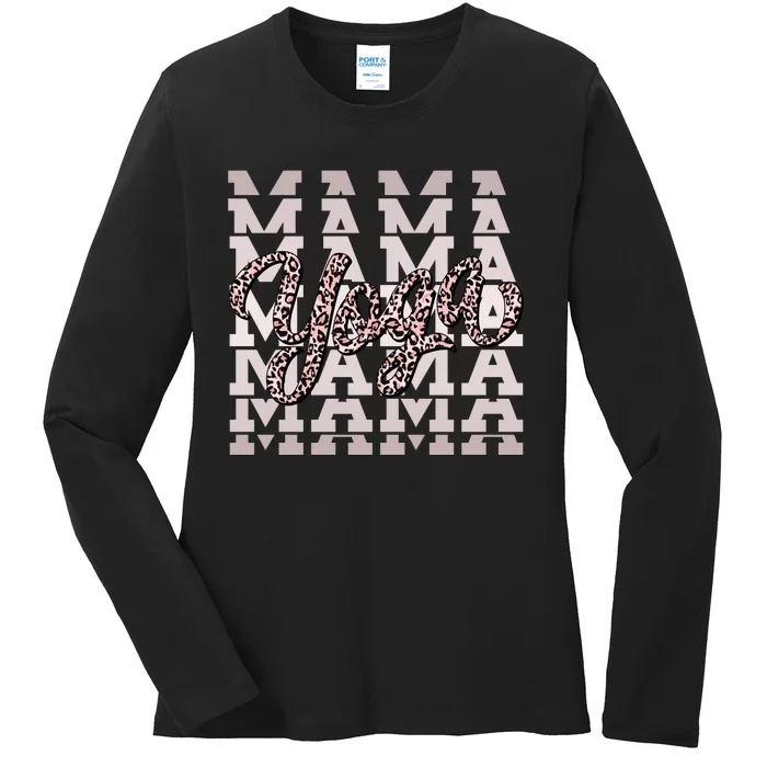 Pink Leopard Print Yoga Mama Ladies Long Sleeve Shirt