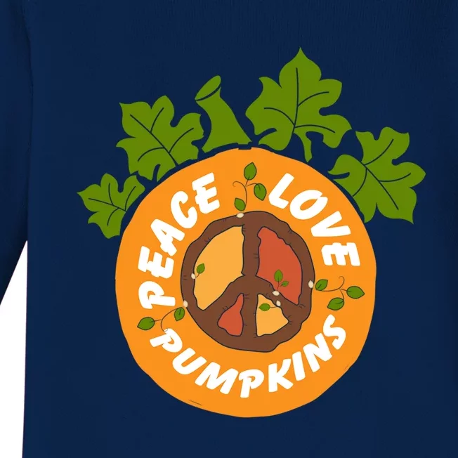 Peace Love Pumpkins Halloween Costume Gift Baby Long Sleeve Bodysuit