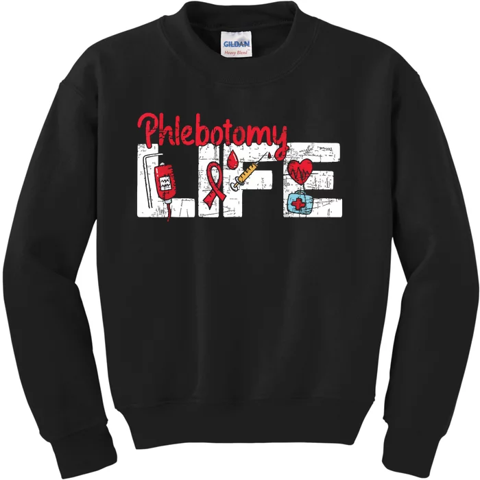 Phlebotomy Life Phlebotomist Medical Healthcare Worker Kids Sweatshirt