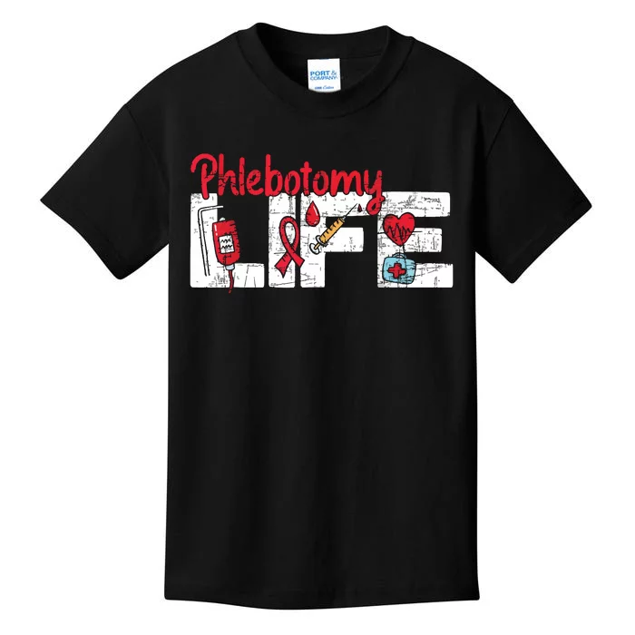 Phlebotomy Life Phlebotomist Medical Healthcare Worker Kids T-Shirt