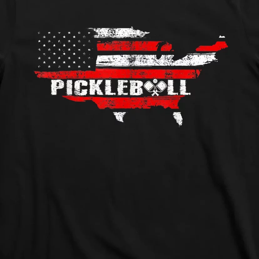 Pickleball Lover Pickle Ball Patriotic US Flag Pickleball T-Shirt