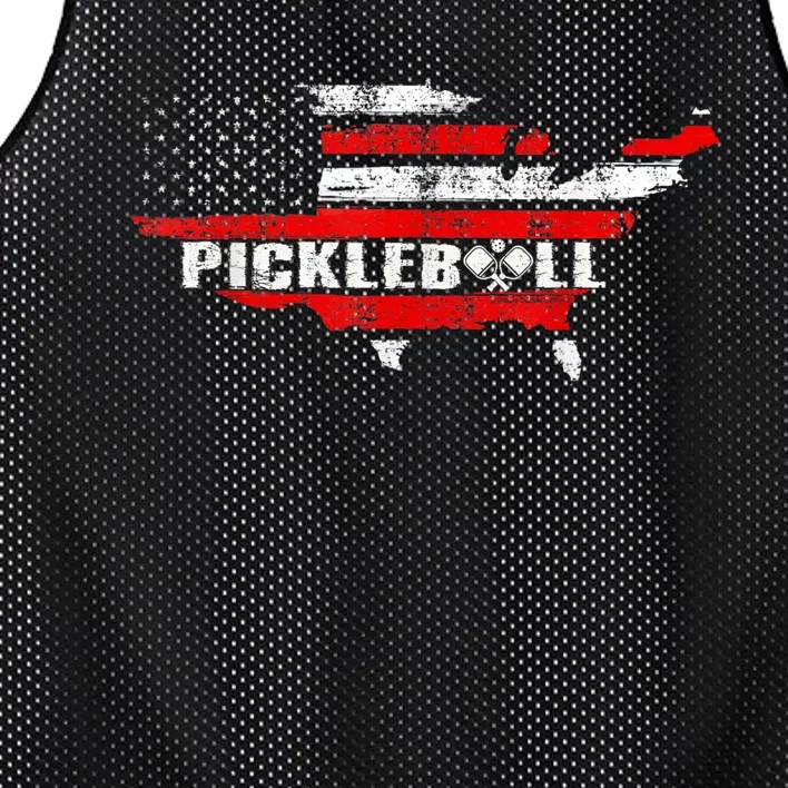 Pickleball Lover Pickle Ball Patriotic US Flag Pickleball Mesh Reversible Basketball Jersey Tank