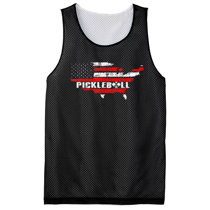 Pickleball Lover Pickle Ball Patriotic US Flag Pickleball Mesh Reversible Basketball Jersey Tank