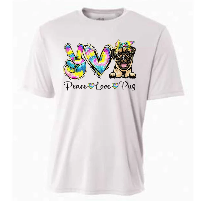 Peace Love Pug Dog Tie Dye Dog Lovers Cooling Performance Crew T-Shirt