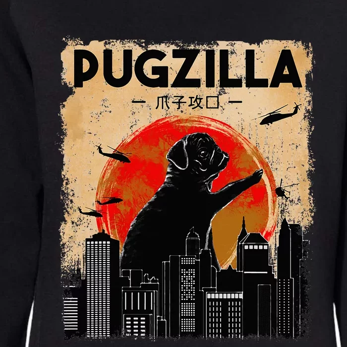 Pug Lover, Pugzilla, Funny Pug, Funny Dog, Pug Art, Pug Womens California Wash Sweatshirt