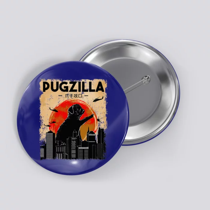 Pug Lover, Pugzilla, Funny Pug, Funny Dog, Pug Art, Pug Button