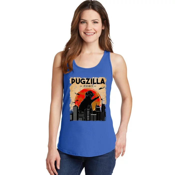 Pug Lover, Pugzilla, Funny Pug, Funny Dog, Pug Art, Pug Ladies Essential Tank