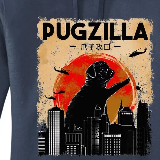 Pug Lover, Pugzilla, Funny Pug, Funny Dog, Pug Art, Pug Women's Pullover Hoodie