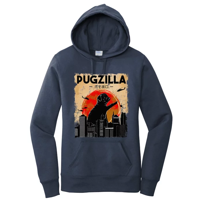 Pug Lover, Pugzilla, Funny Pug, Funny Dog, Pug Art, Pug Women's Pullover Hoodie