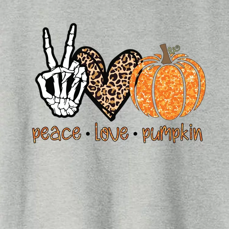 Peace Love Pumpkin Halloween Costume Skeleton Cool Gift Women's Crop Top Tee