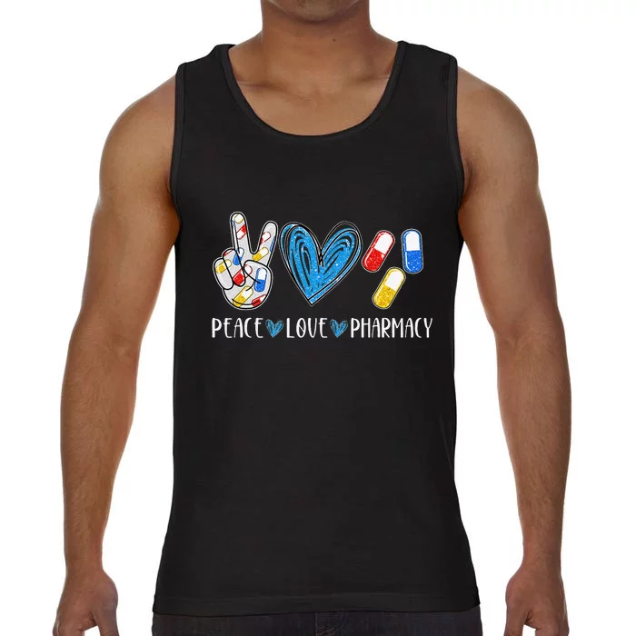 Peace Love Pharmacy Funny Pharmacy Tech Pharmacist Comfort Colors® Tank Top