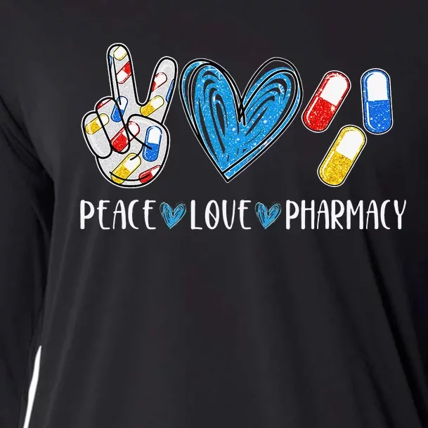 Peace Love Pharmacy Funny Pharmacy Tech Pharmacist Cooling Performance Long Sleeve Crew