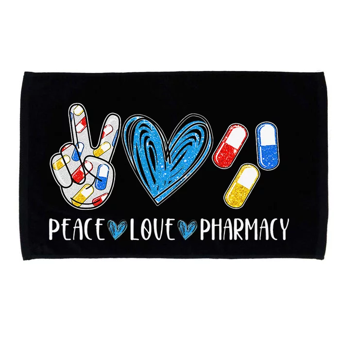 Peace Love Pharmacy Funny Pharmacy Tech Pharmacist Microfiber Hand Towel