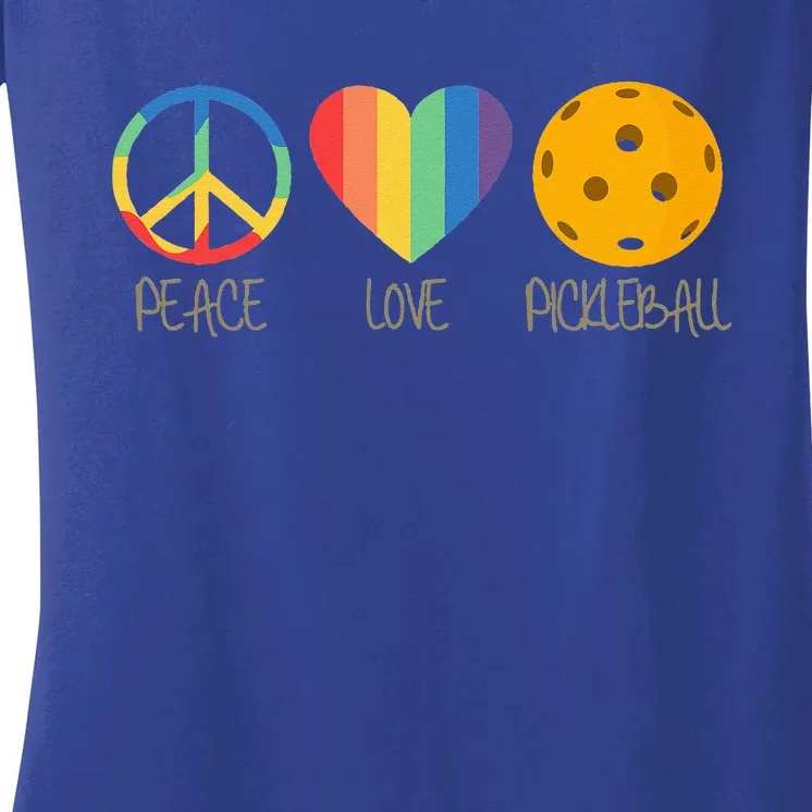 Peace Love Pickleball Women's V-Neck T-Shirt