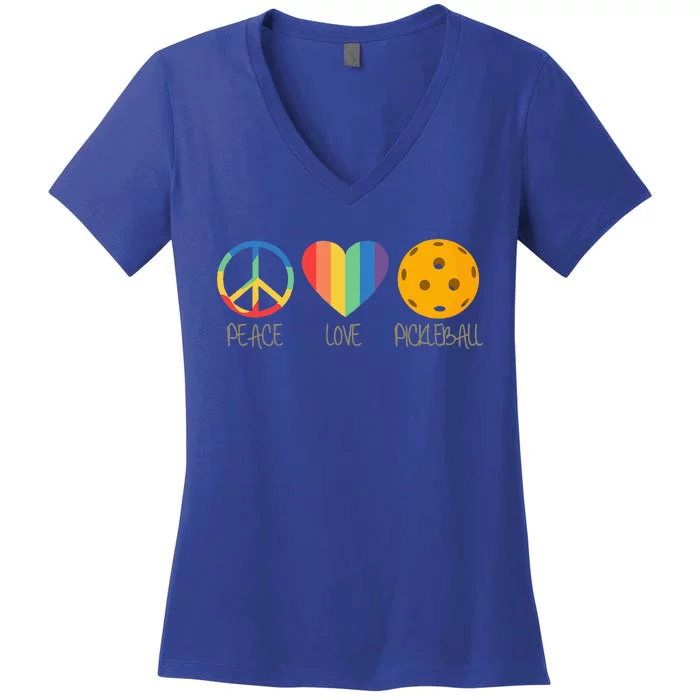 Peace Love Pickleball Women's V-Neck T-Shirt