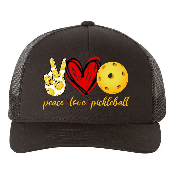 Peace Love Pickleball Yupoong Adult 5-Panel Trucker Hat