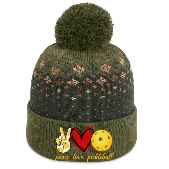 Peace Love Pickleball The Baniff Cuffed Pom Beanie