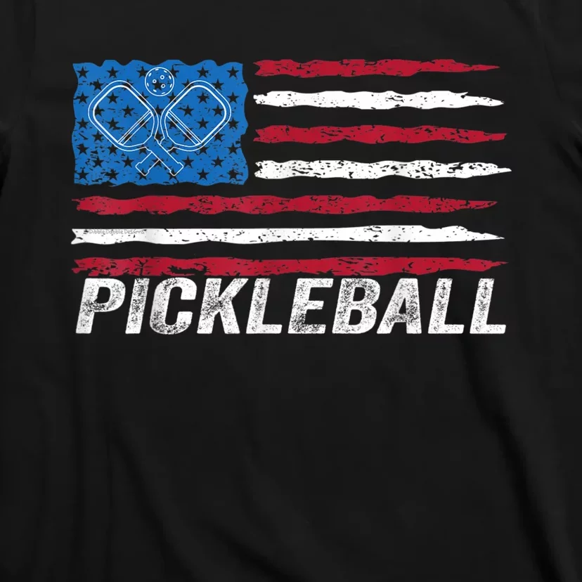 Pickleball Lover Pickle Ball Patriotic US Flag Pickleball T-Shirt