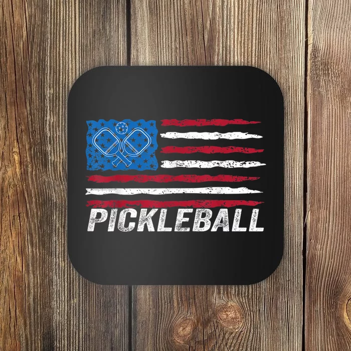 Pickleball Lover Pickle Ball Patriotic US Flag Pickleball Coaster