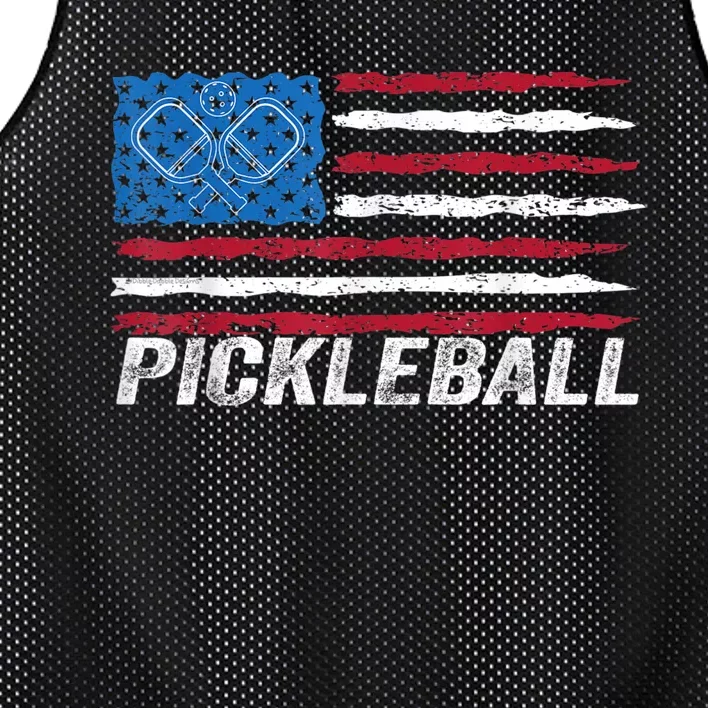 Pickleball Lover Pickle Ball Patriotic US Flag Pickleball Mesh Reversible Basketball Jersey Tank