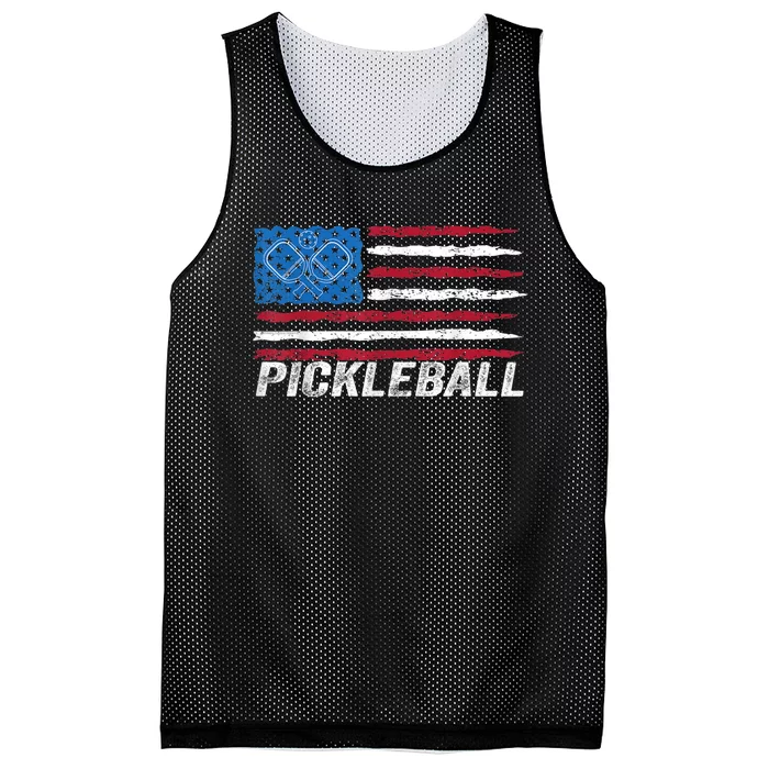 Pickleball Lover Pickle Ball Patriotic US Flag Pickleball Mesh Reversible Basketball Jersey Tank