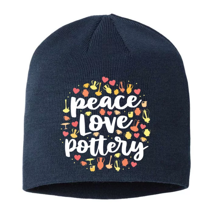 Peace Love Pottery For Women Pots Gift Ceramic Artist 8 1/2in Sustainable Knit Beanie