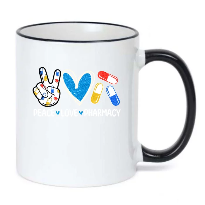 Peace Love Pharmacy Funny Pharmacy Tech Pharmacist Gift Black Color Changing Mug