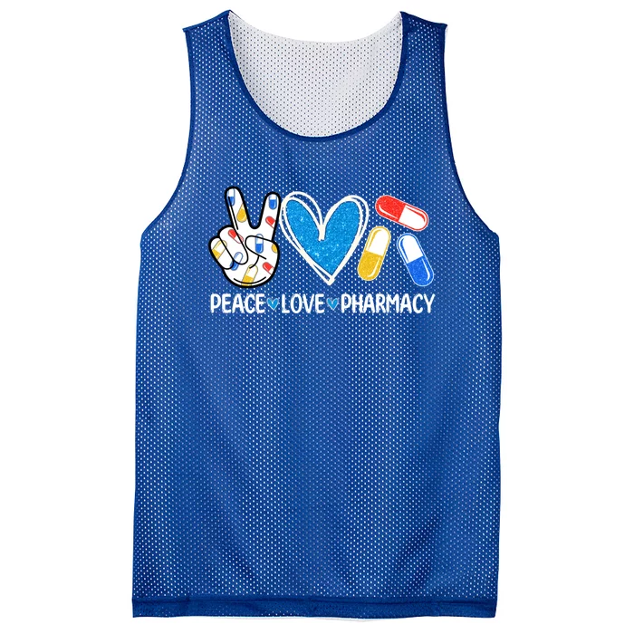 Peace Love Pharmacy Funny Pharmacy Tech Pharmacist Gift Mesh Reversible Basketball Jersey Tank