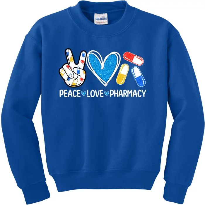 Peace Love Pharmacy Funny Pharmacy Tech Pharmacist Gift Kids Sweatshirt