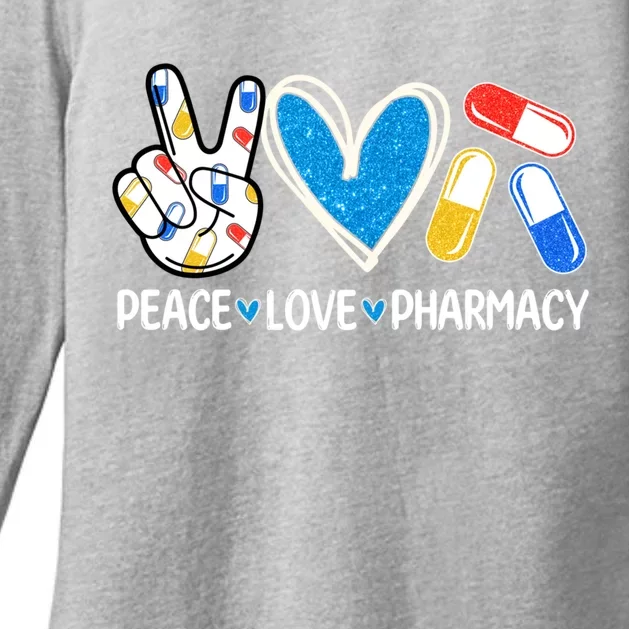 Peace Love Pharmacy Funny Pharmacy Tech Pharmacist Gift Womens CVC Long Sleeve Shirt