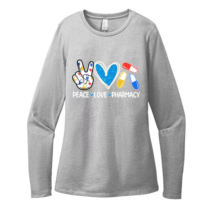 Peace Love Pharmacy Funny Pharmacy Tech Pharmacist Gift Womens CVC Long Sleeve Shirt