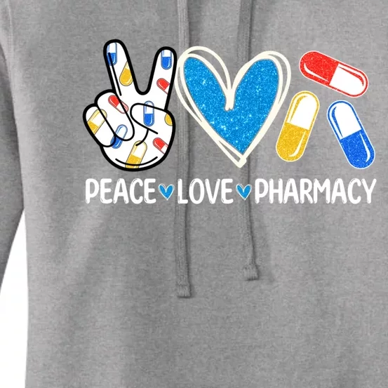 Peace Love Pharmacy Funny Pharmacy Tech Pharmacist Gift Women's Pullover Hoodie