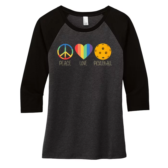 Peace Love Pickleball Women's Tri-Blend 3/4-Sleeve Raglan Shirt